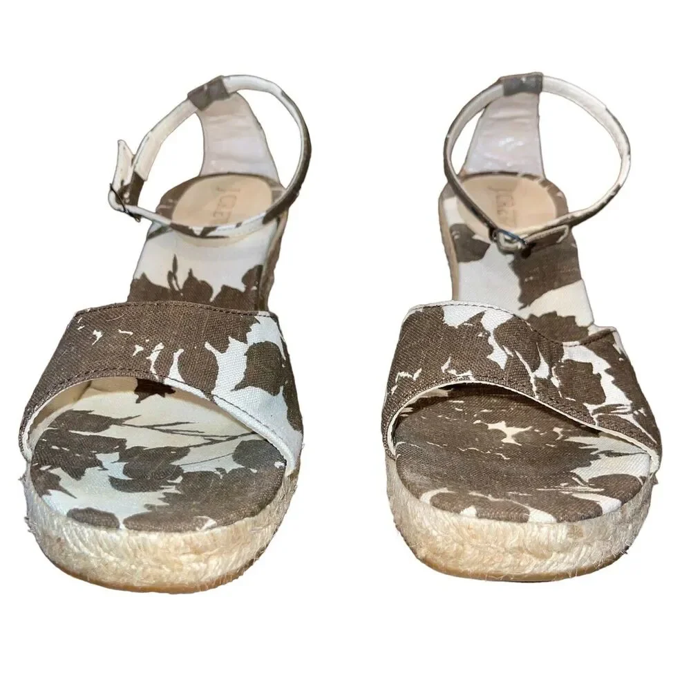 J. Crew Wedge Sandals Espadrille Boho Leather